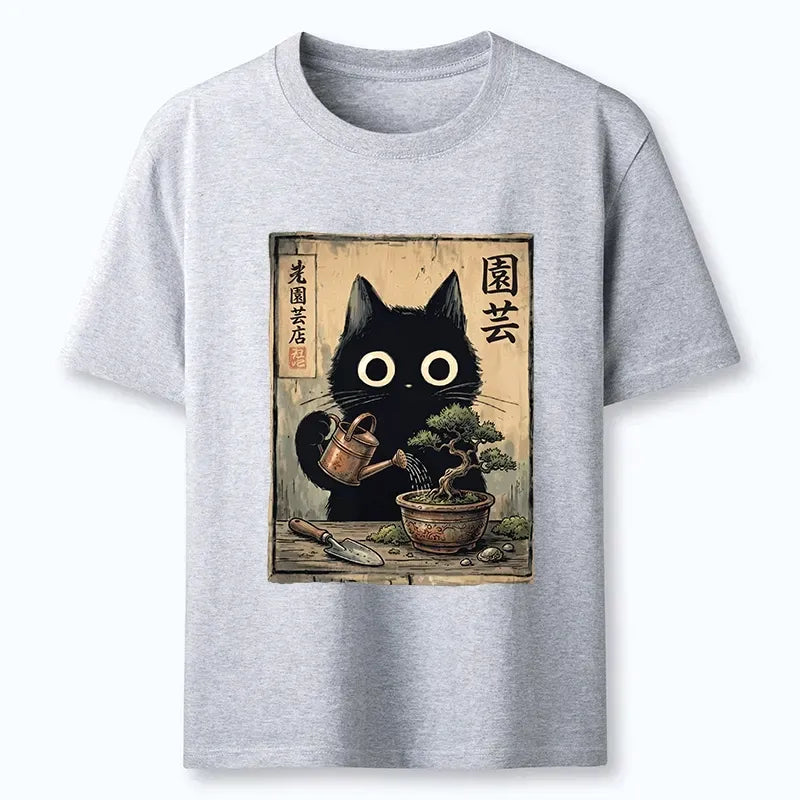 Kyoto-Lion Vintage Style Black Cat Tee