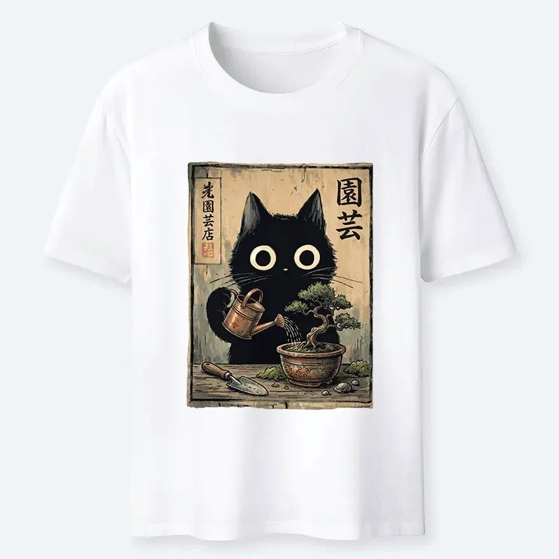 Black Cat Watering Bonsai Classic T-Shirt