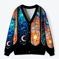 Kyoto-Lion Sanctum of Sun, Moon, and Stars Ugly Cardigan Sweater