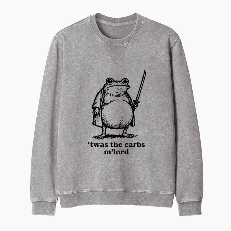 Kyoto-Lion Funny Fat Samurai Frog Washed Terry Sweatshirt
