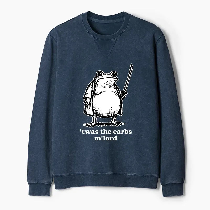 Kyoto-Lion Funny Fat Samurai Frog Washed Terry Sweatshirt