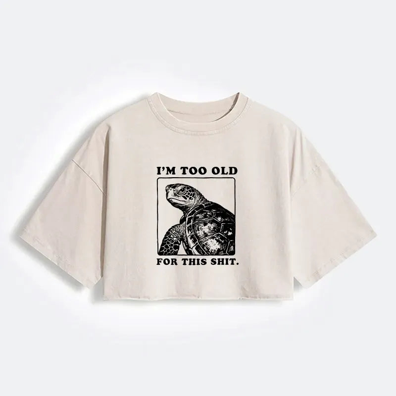 Turtle Design Crop Tee for Summer Vacation