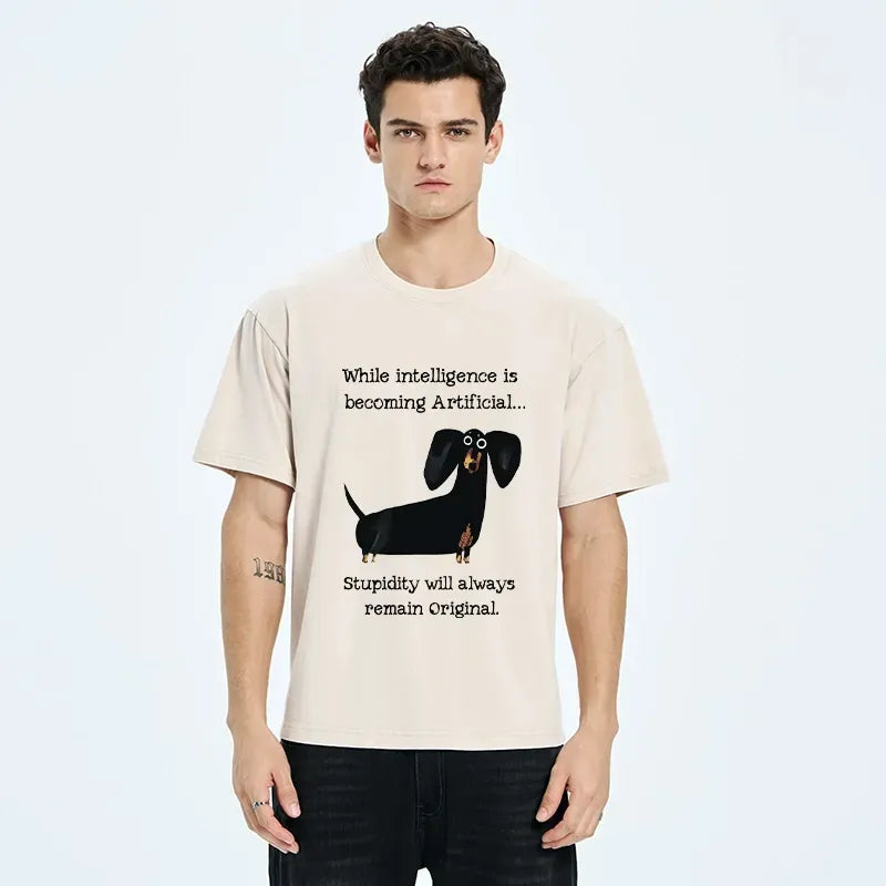 Kyoto-Lion Dachshund Real Humor Funny Meme Washed T-Shirt