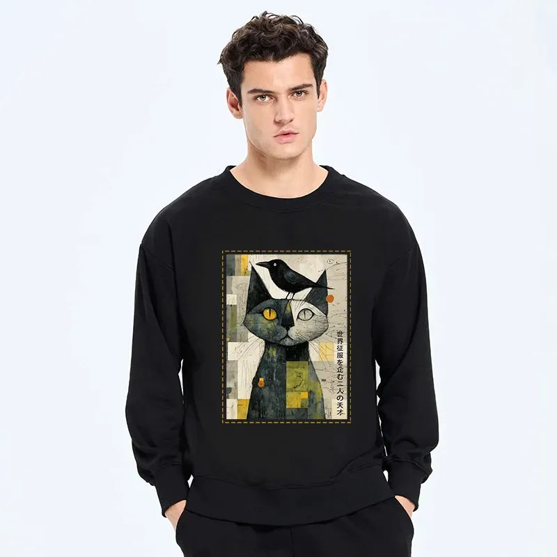 Classic Unisex Sweatshirt with Cat Art