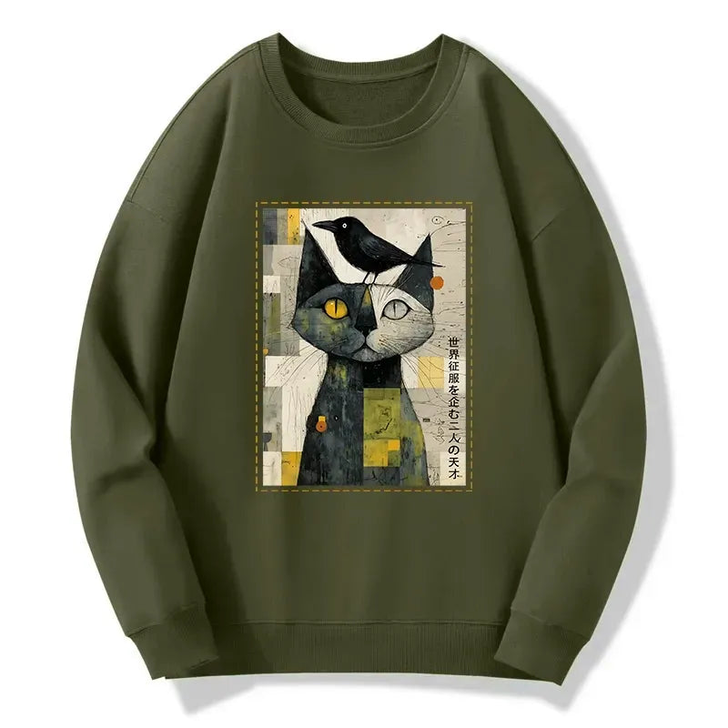 Kyoto-Lion The Cat And The Crow Are Planning To Rule The World Classic Sweatshirt
