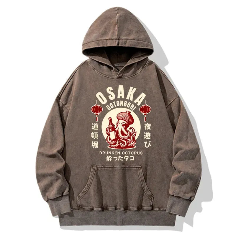 Retro Osaka Octopus Hoodie for Streetwear
