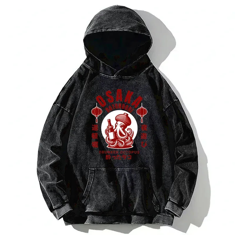 Retro Osaka Octopus Hoodie for Streetwear