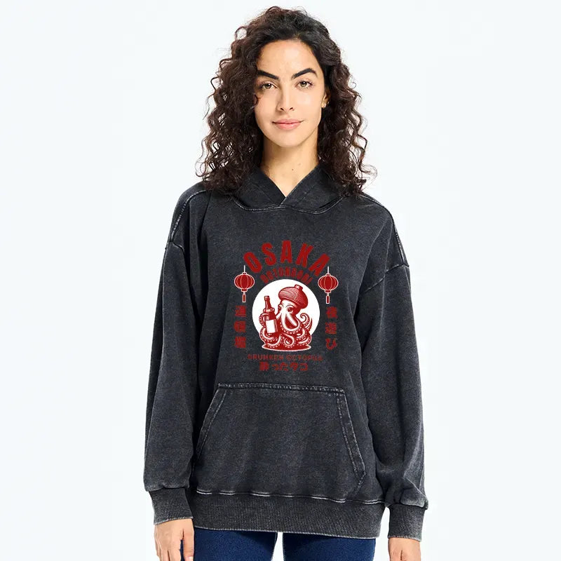 Retro Osaka Octopus Hoodie for Streetwear