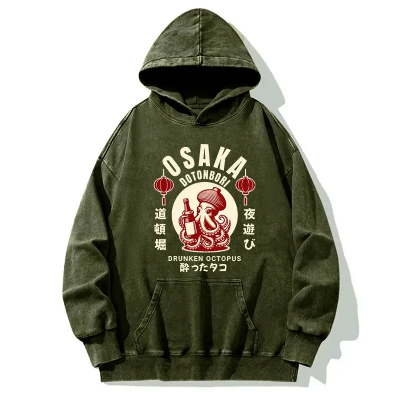 Retro Osaka Octopus Hoodie for Streetwear