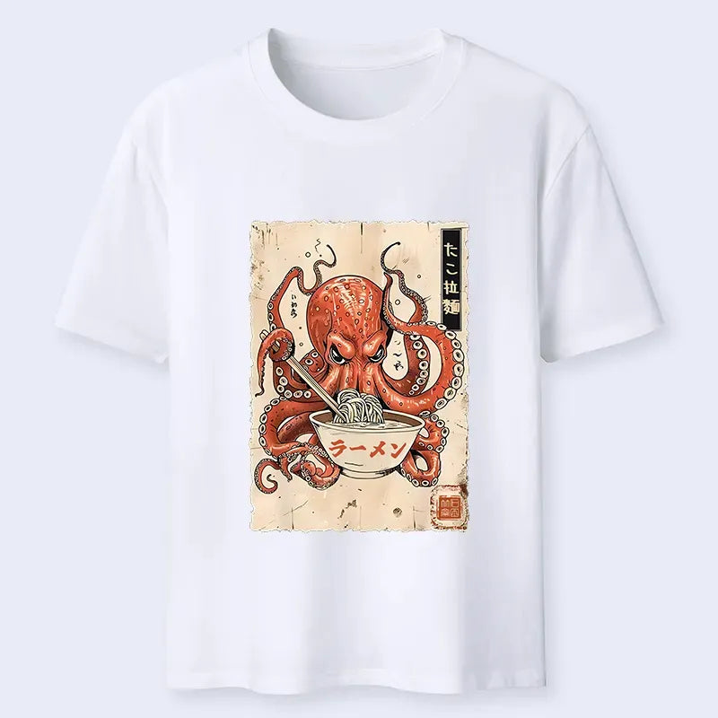 Kyoto-Lion Retro Octopus Eating Ramen Classic T-Shirt