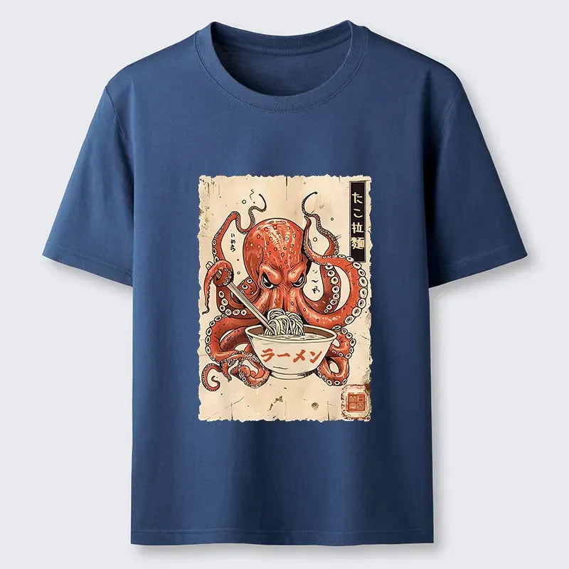 Kyoto-Lion Retro Octopus Eating Ramen Classic T-Shirt