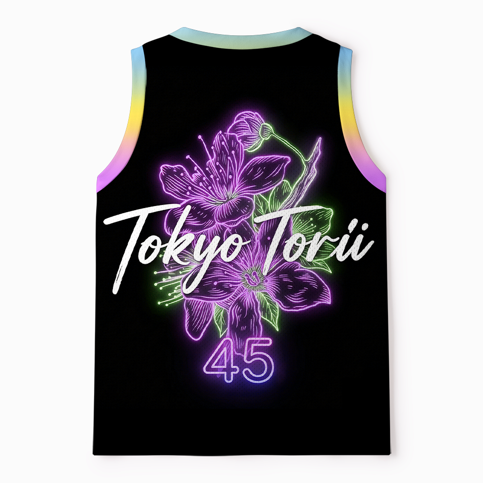 Neon Sakura Mesh Tank Top for Streetwear