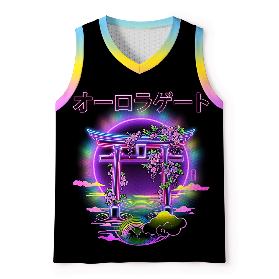 Neon Sakura Mesh Tank Top for Streetwear