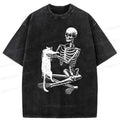 Japanese Vintage Washed Cat Skeleton T-Shirt