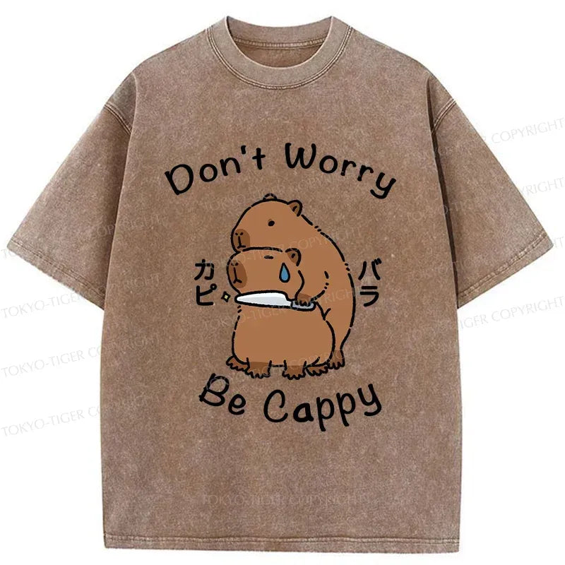 don't worry be cappy washed t-shirt