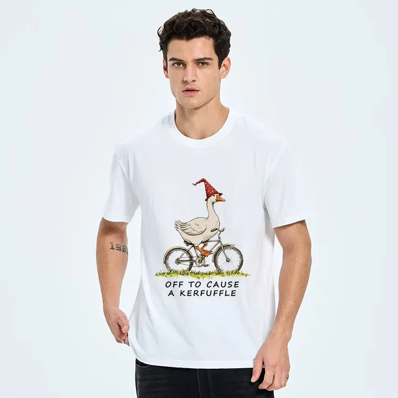 stupid goose riding bicycle shirt gift for him
