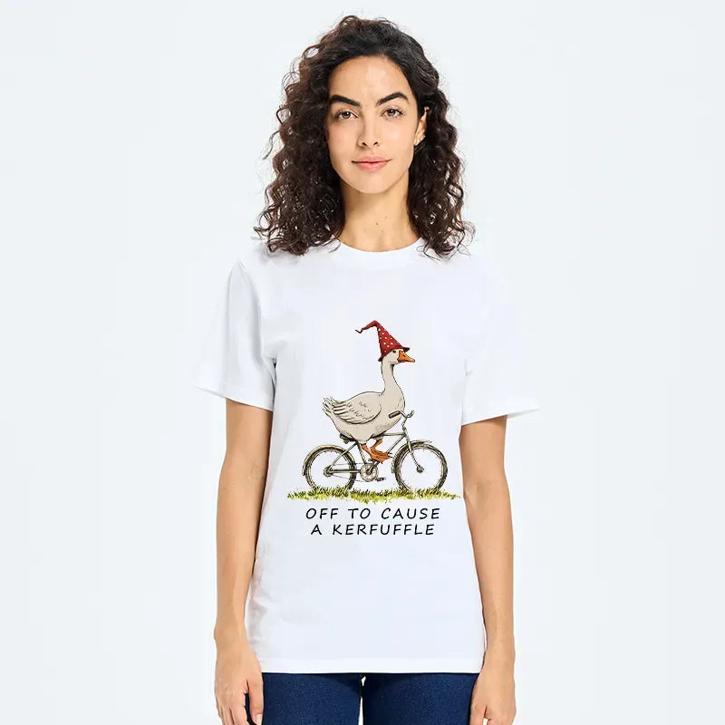 stupid goose riding bicycle shirt gift for him