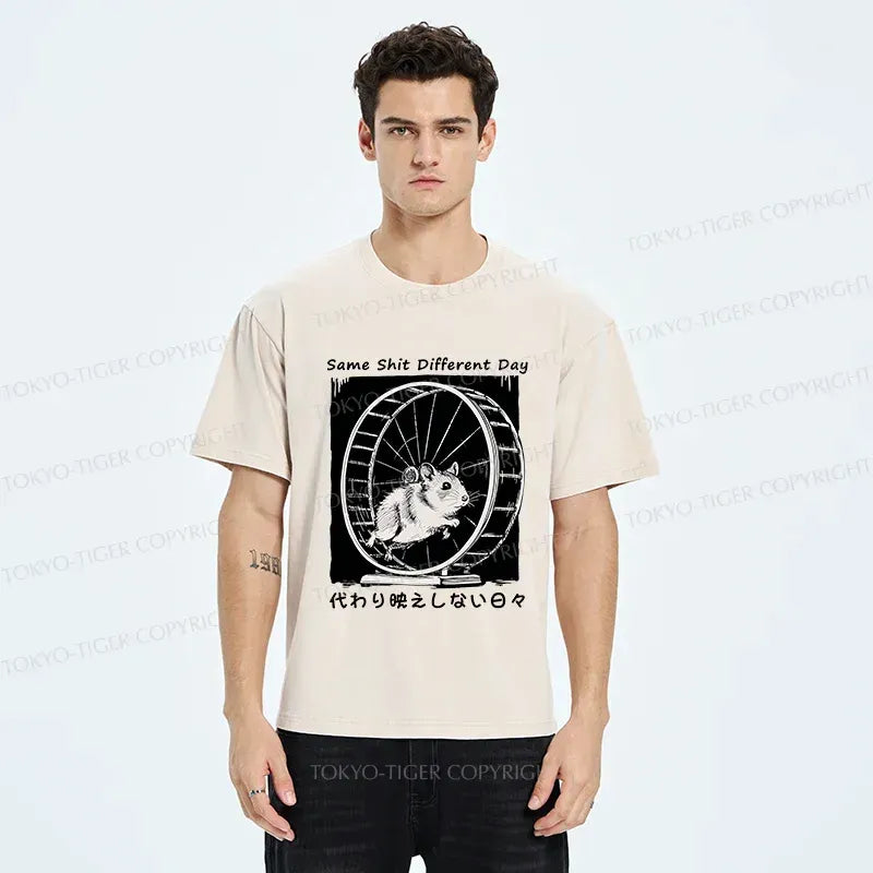 Japanese vintage washed t-shirt for daily wear