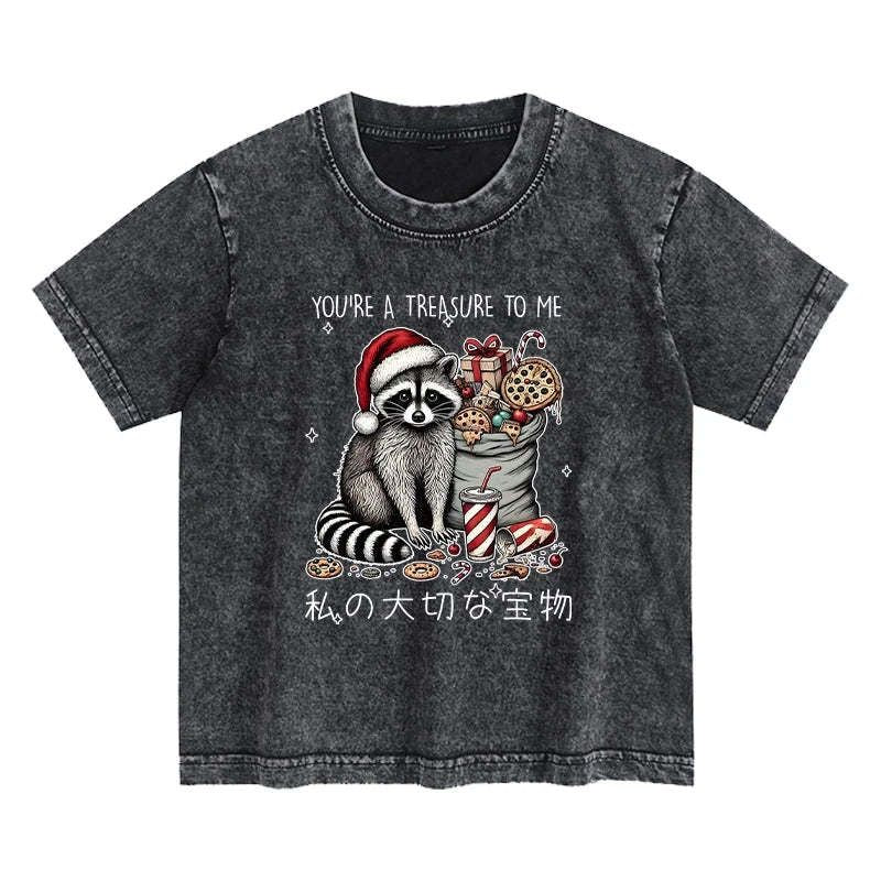 japanese cute raccoon kids christmas t-shirt