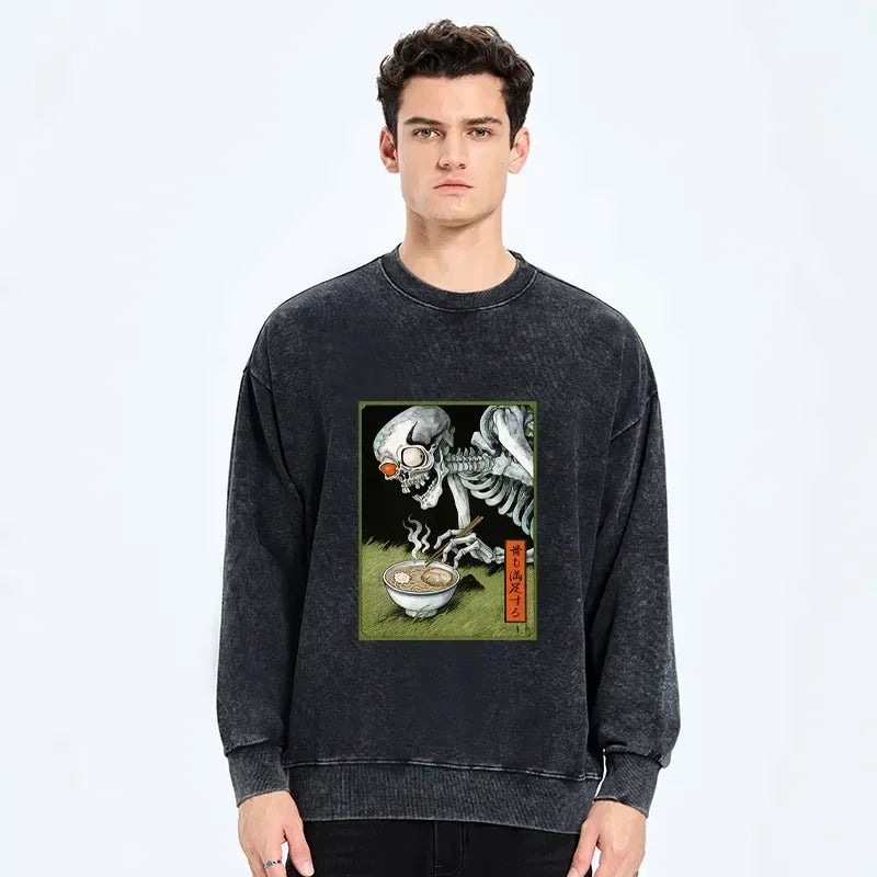 Vintage Washed Ramen Sweatshirt for Casual