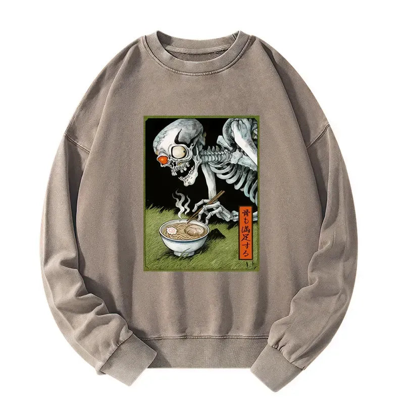 Vintage Washed Ramen Sweatshirt for Casual