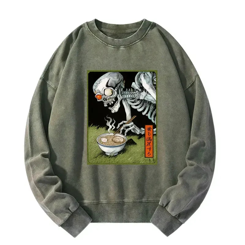 Vintage Washed Ramen Sweatshirt for Casual