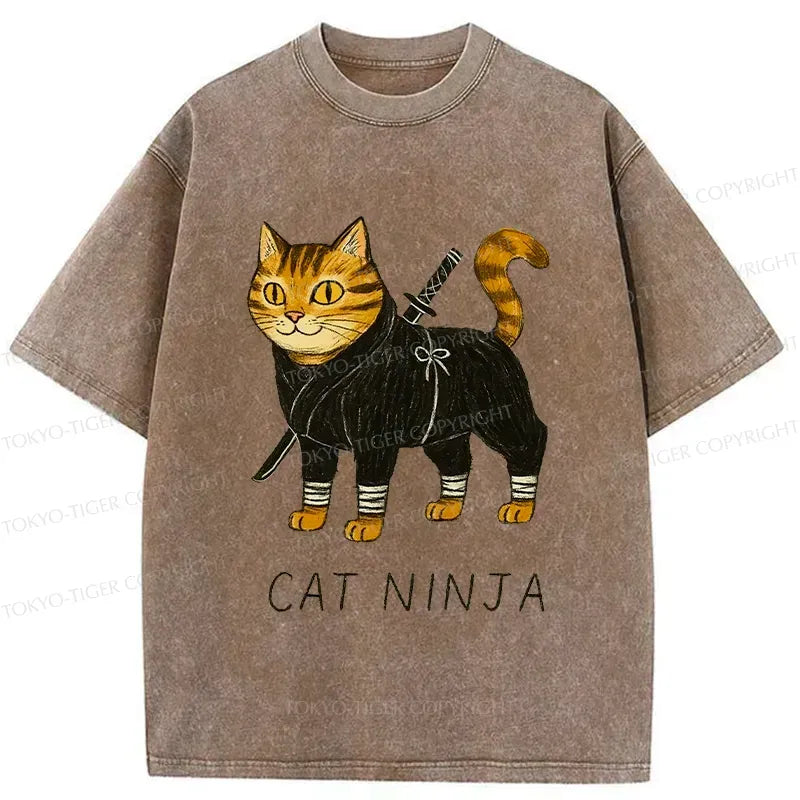 Japanese Ninja Cat T-Shirt for Beach