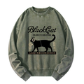 Kyoto-Lion Black Cat Japan Washed Sweatshirt