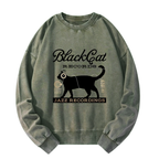Kyoto-Lion Black Cat Japan Washed Sweatshirt