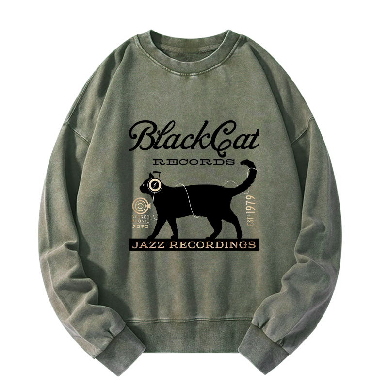 Kyoto-Lion Black Cat Japan Washed Sweatshirt