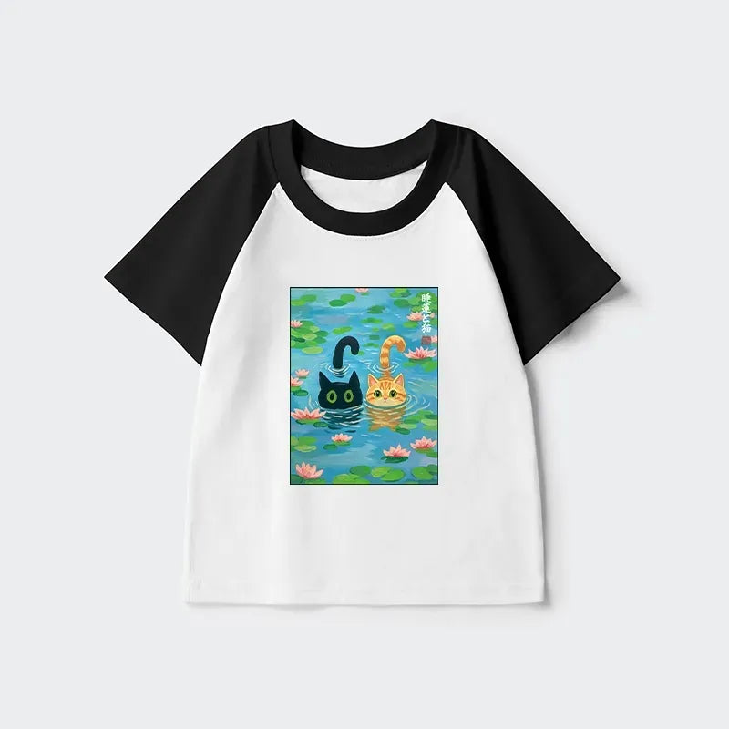 Best Seller Kids Japanese Cat Raglan T-Shirt