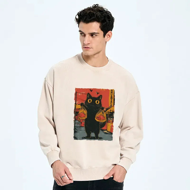 Washed Japanese Sweatshirt for Streetwear