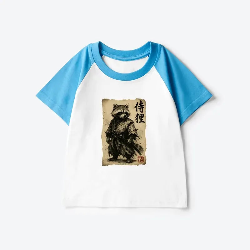 Japanese Raccoon Samurai Kids T-Shirt for Casual Wear