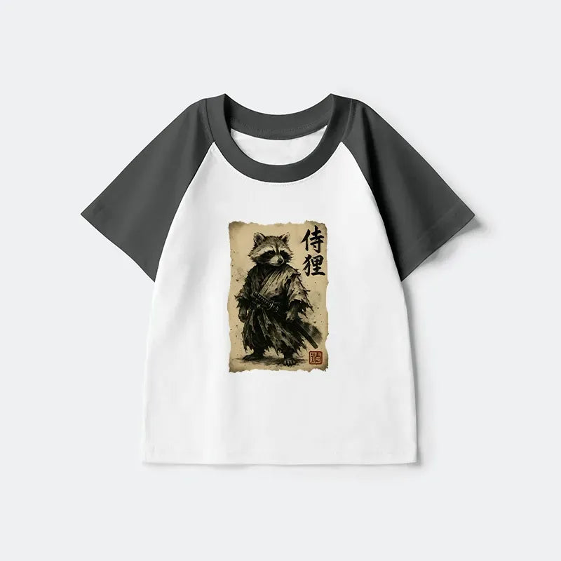 Retro Samurai Kids Raglan T-Shirt for Daily Wear