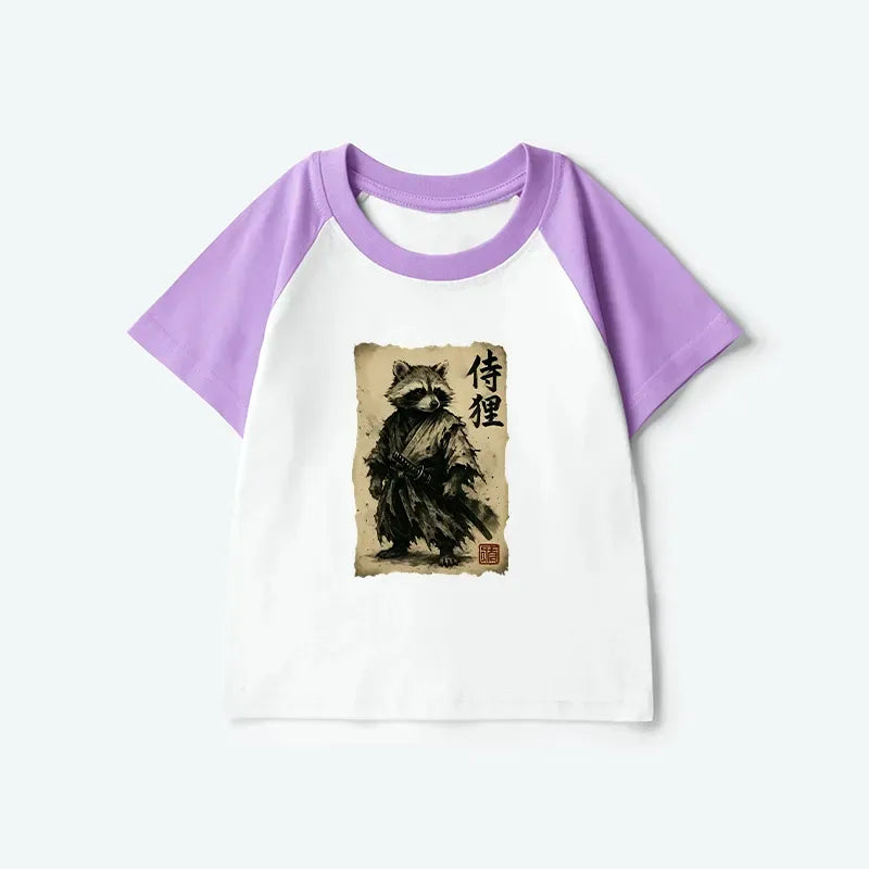 Japanese Raccoon Samurai Kids T-Shirt for Casual Wear