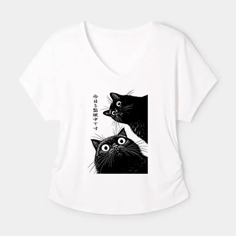 Japanese Cat T-Shirt for Daily Wear