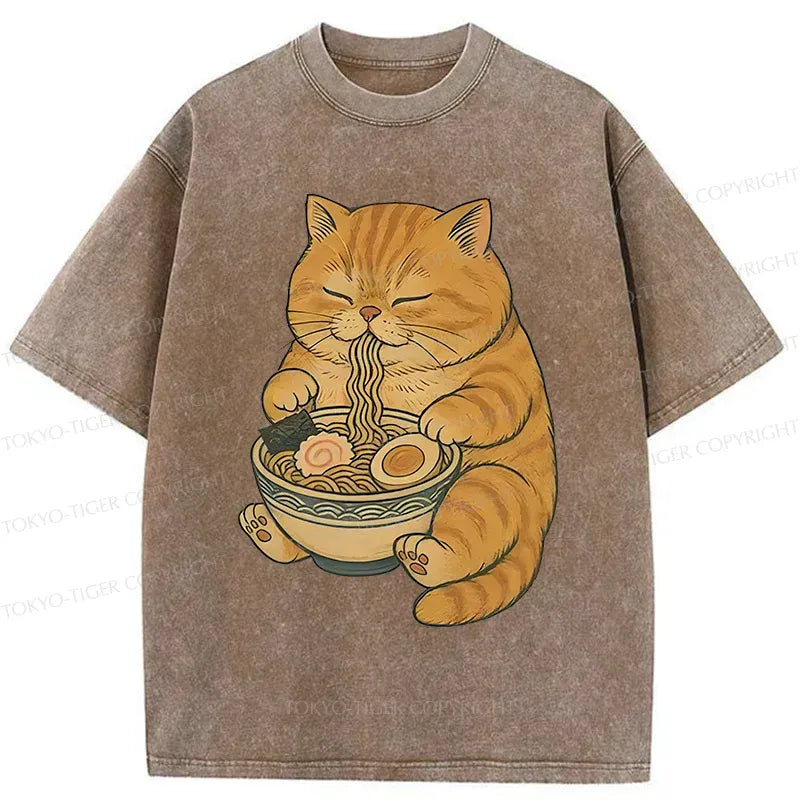 Japanese Cat Eating Ramen T-Shirt