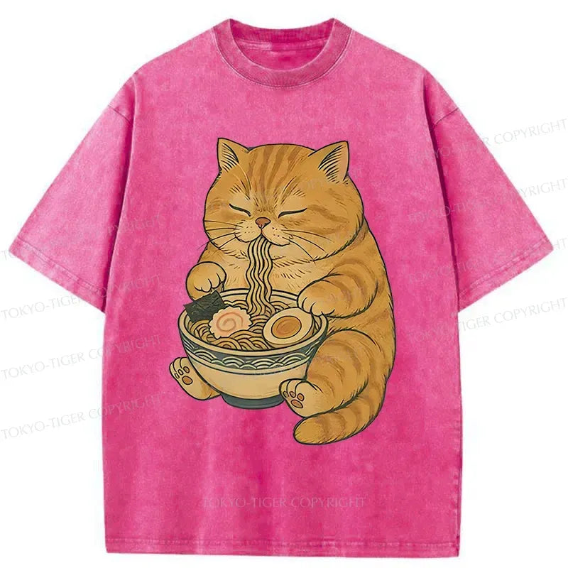 Japanese Cat Eating Ramen T-Shirt