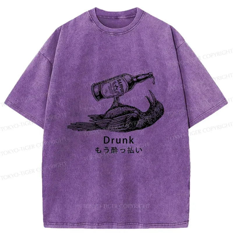 Kyoto-Lion Drinking Crow Washed T-Shirt