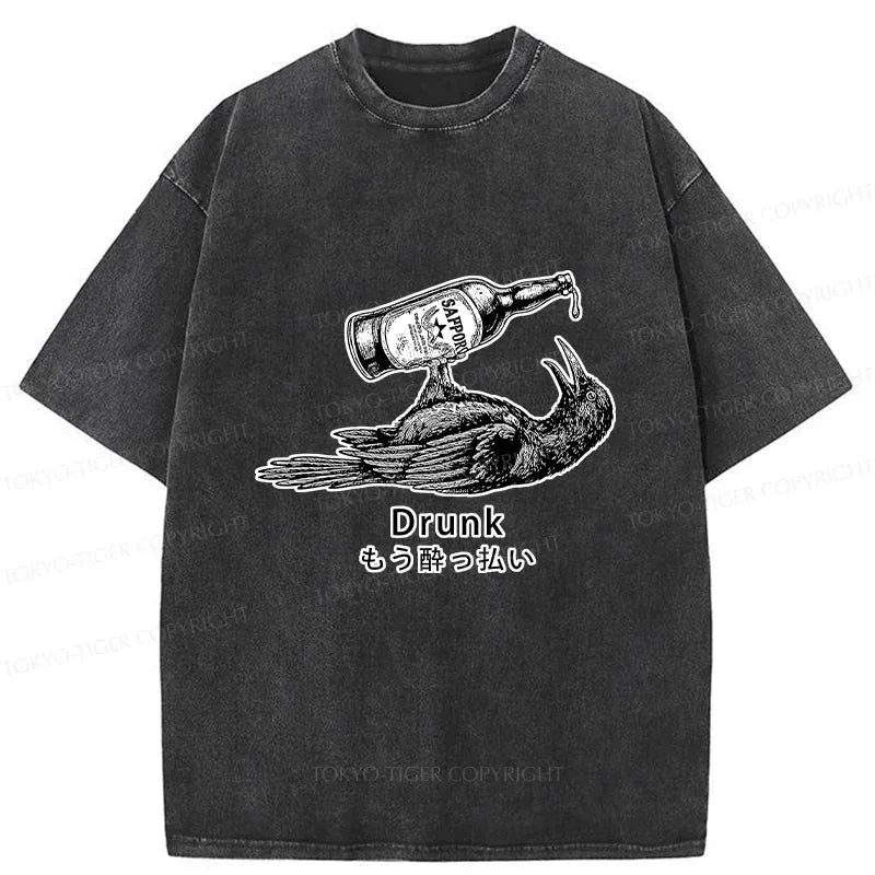 Kyoto-Lion Drinking Crow Washed T-Shirt