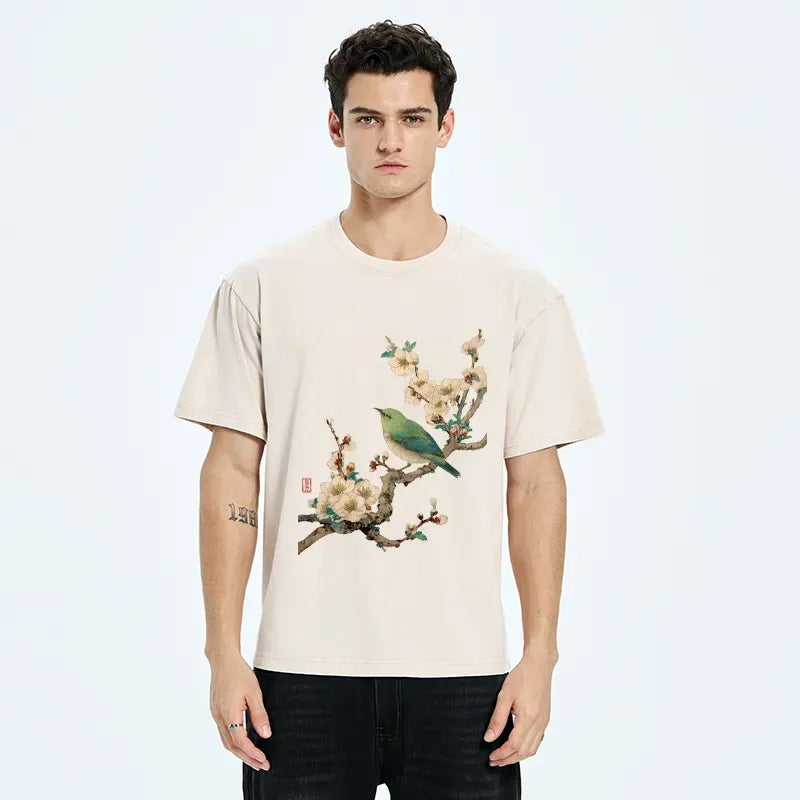 Kyoto-Lion Perched In Bloom Washed T-Shirt