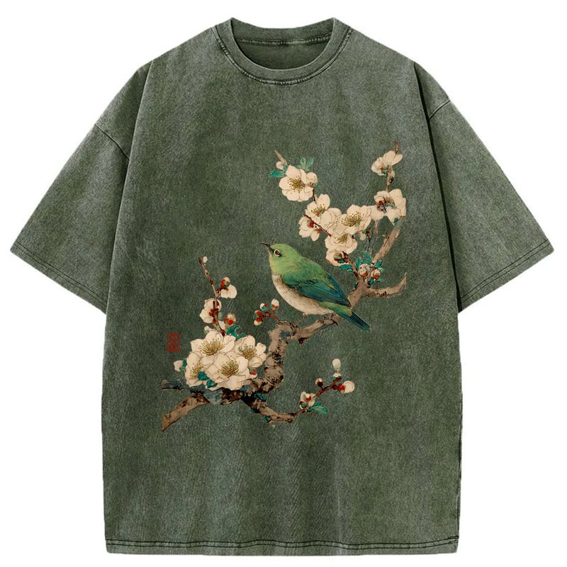 Kyoto-Lion Perched In Bloom Washed T-Shirt