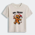 Kyoto-Lion Oh Snap The Gingerbread Man's Christmas Chaos Women's Washed T-shirt