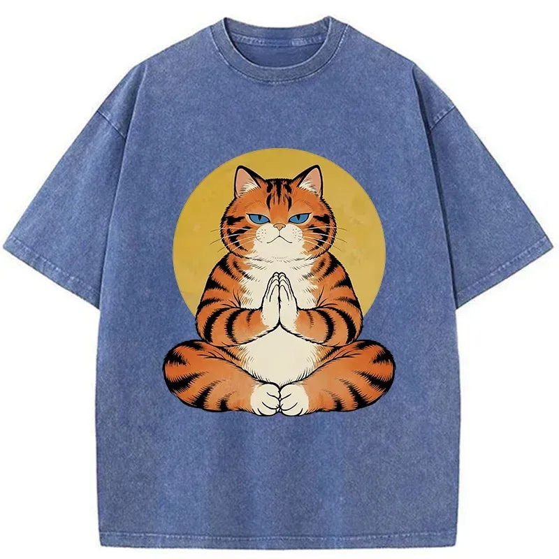Japanese Vintage Cat T-Shirt for Daily Wear