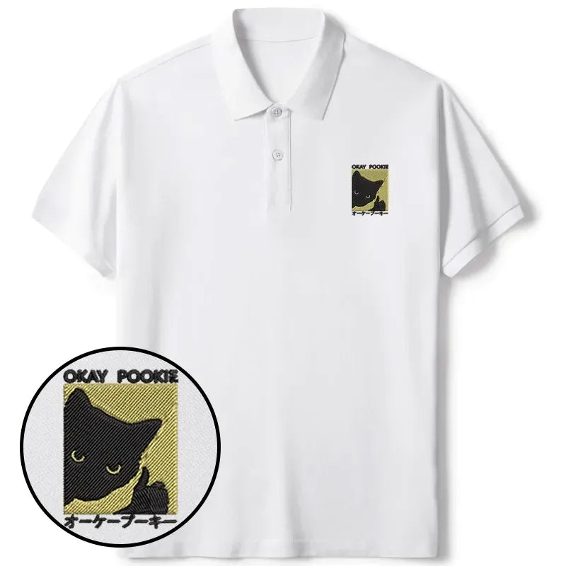 Embroidered Pookie Cat Polo for Streetwear
