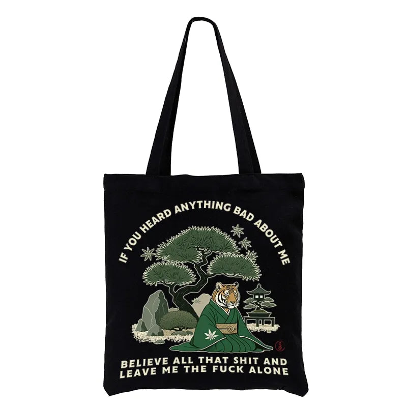 Kyoto-Lion Funny Ukiyoe Tiger Samurai Zen Tote Bag