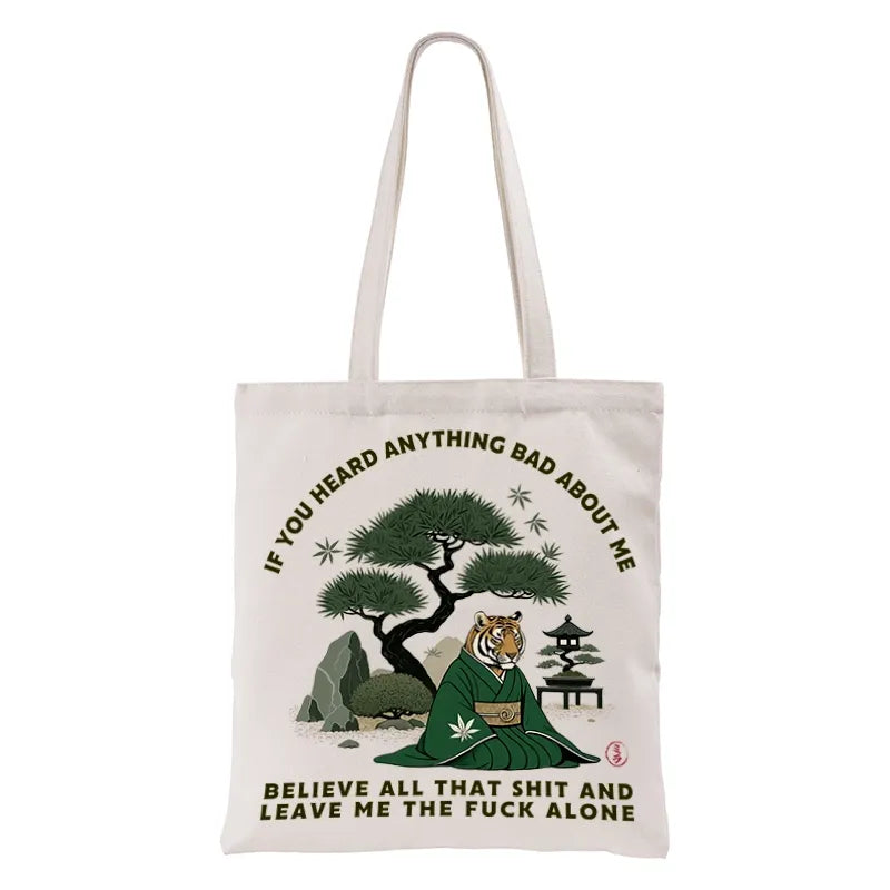Kyoto-Lion Funny Ukiyoe Tiger Samurai Zen Tote Bag