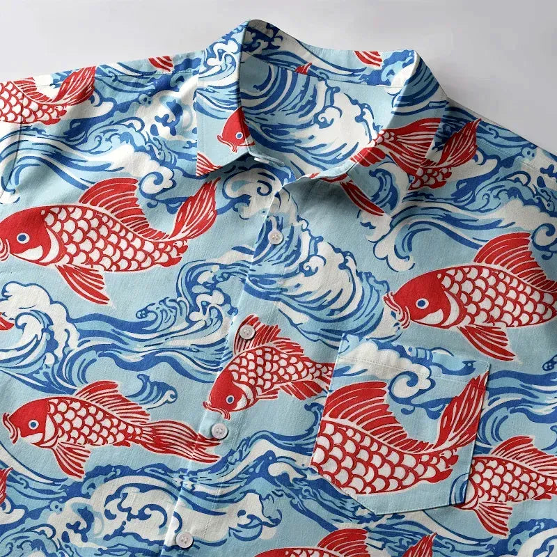 Vintage Japanese Koi Shirt for Street Style