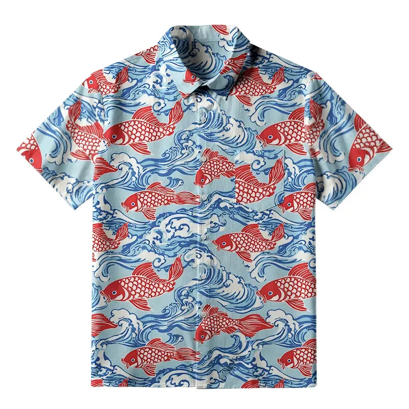 Unisex Kyoto Lion Koi Print Shirt