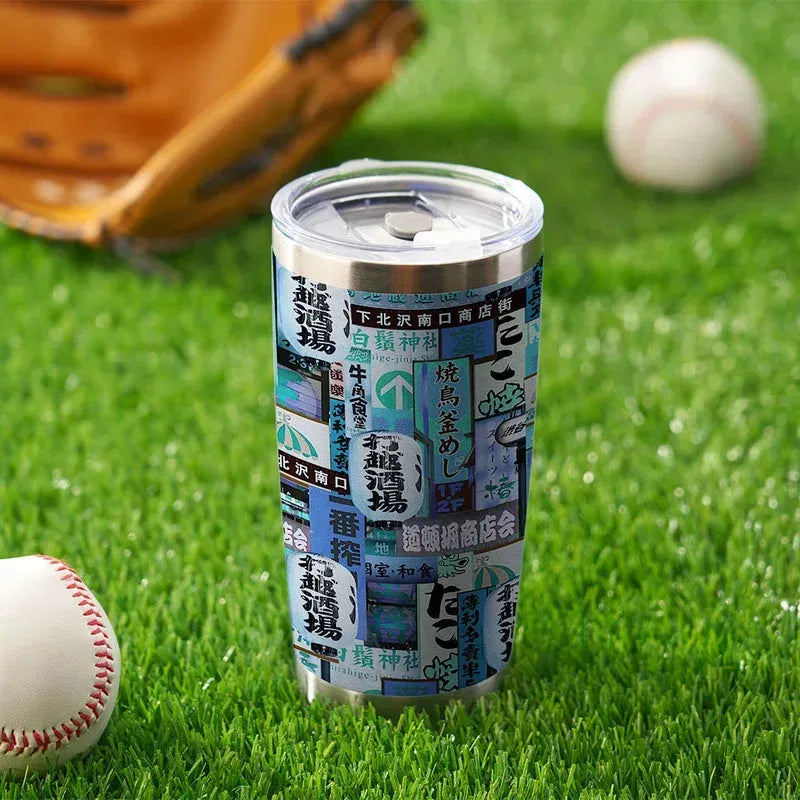 Japanese Retro Tokyo Street Blue Tumbler